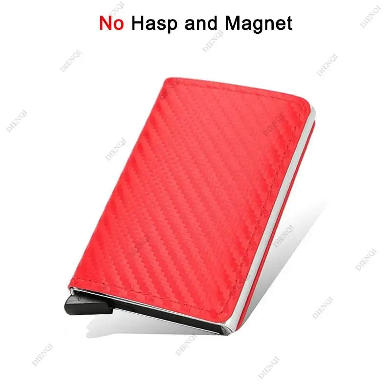 Simples Market anti-RFID carbon fiber card holder red wallet with auto pop-up