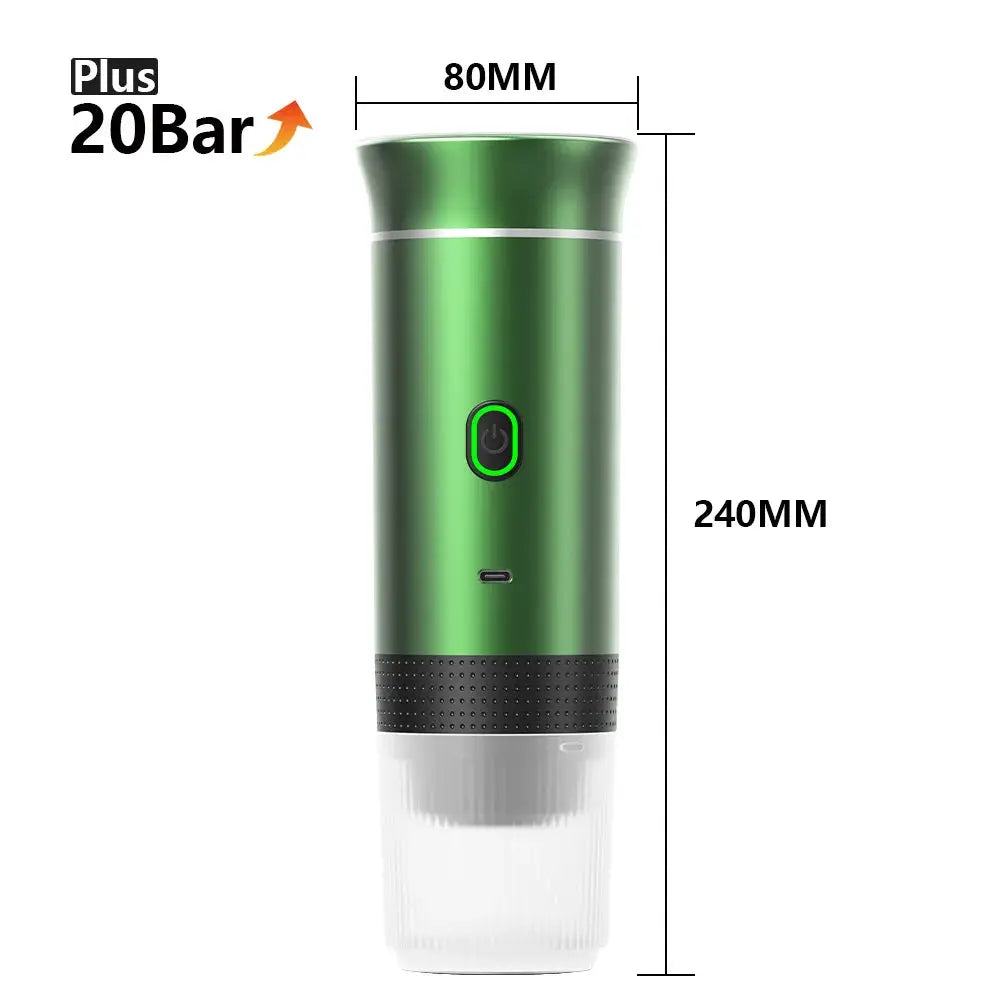 DENOKIN Wireless Electric Portable Espresso Coffee Machine for Car Home Camping 3 In 1 Capsule Powder Maker