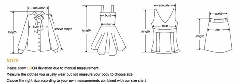 Women's tops by Simples Market: 3 garment diagrams showing measurements for shirt, sleeveless top, and dress.