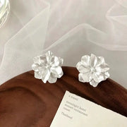 White Flower Stud Earrings Folded Acrylic Side Jewelry For Women And Girls Japanese Style Sweet Floral Charm
