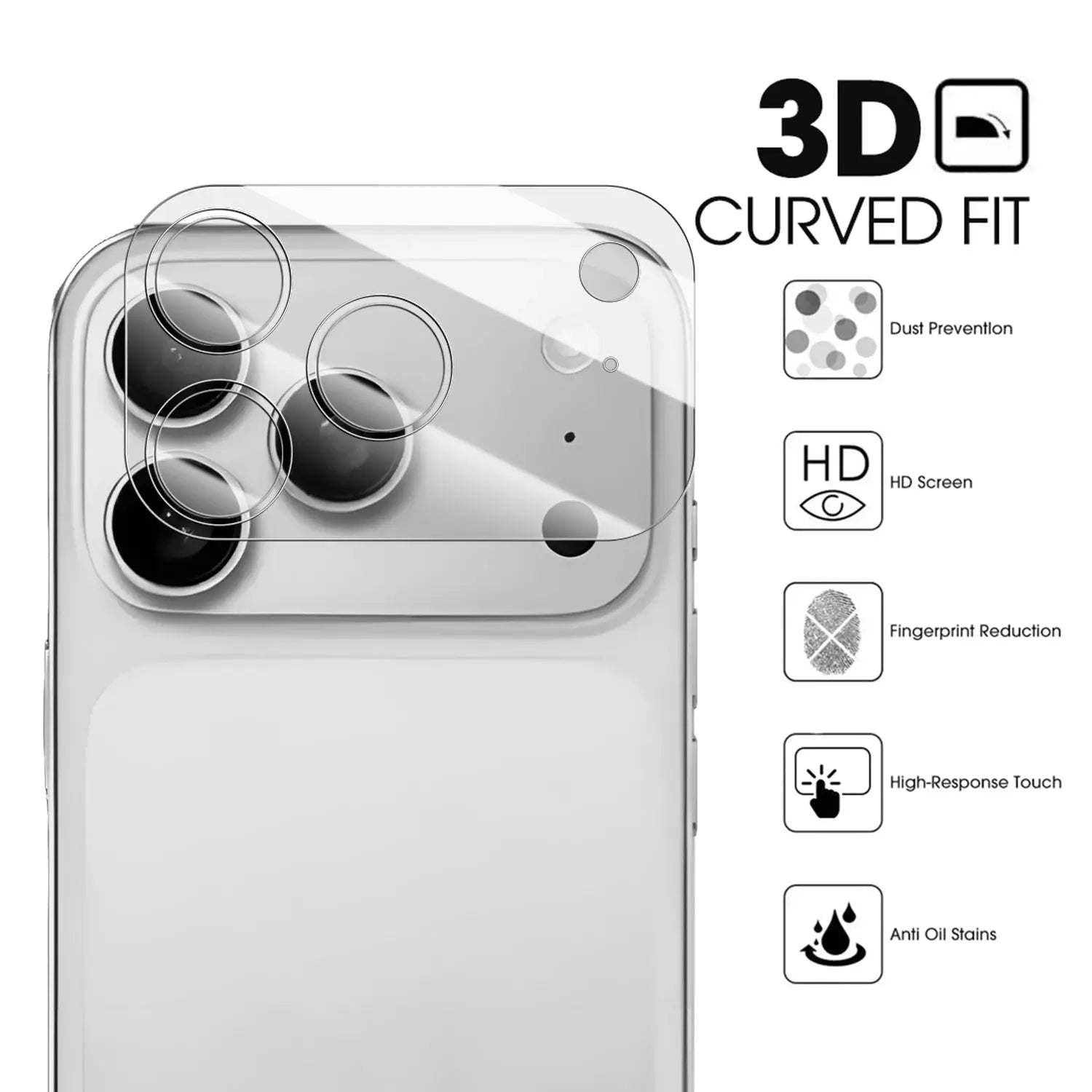 Camera lens tempered glass protector by Simples Market for iPhone 17 Pro Max, 3D curved fit, anti-scratch