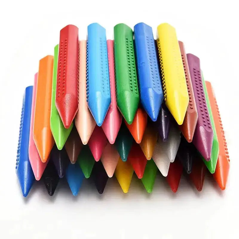12-color wax crayon set by Simples Market; washable, vibrant crayon sticks.