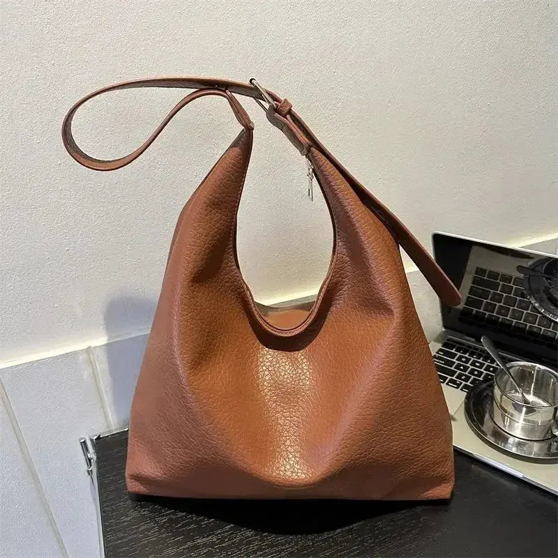 Womens PU Leather Tote Bag High Capacity Polyester Lining Stylish Everyday Carryall Handbag