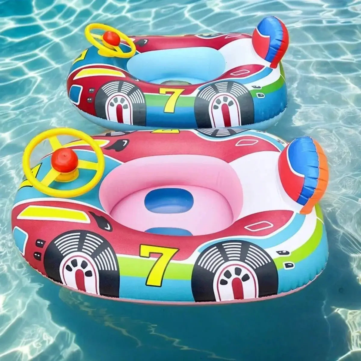 Cute Car Shaped Baby Pool Float With Handles For Toddlers Inflatable Summer Beach Swim Tube