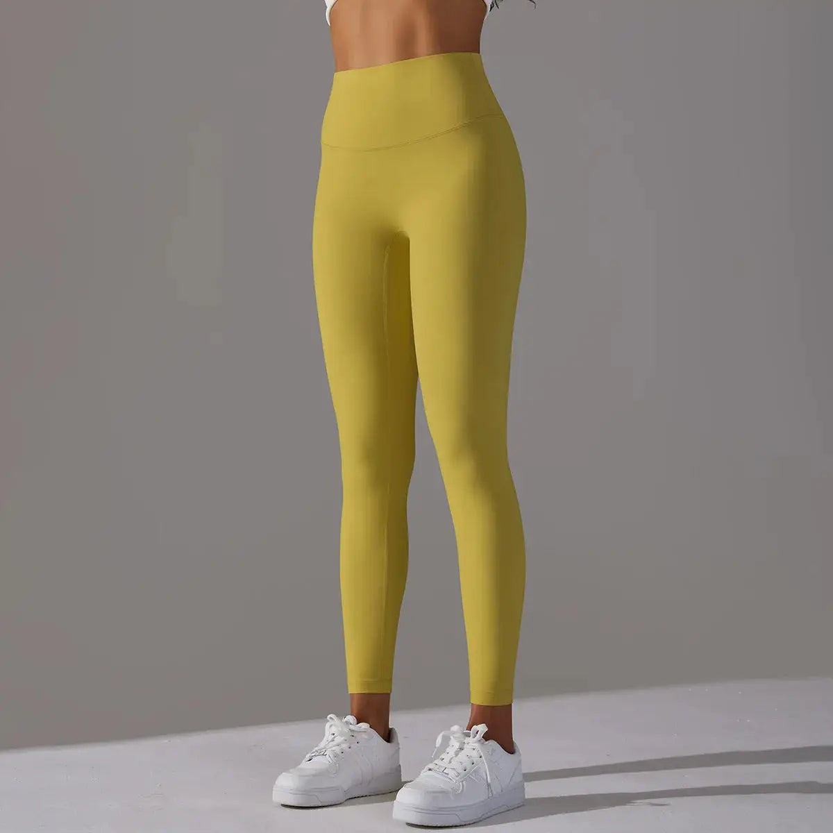 Leggings, high-waist mustard-yellow for women, ideal for yoga, gym and workouts
