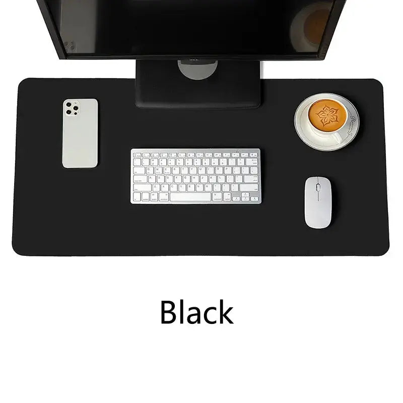 Portable Large Gaming Mouse Pad Waterproof Non Slip PU Leather Suede Desk Mat For Computer Keyboard White