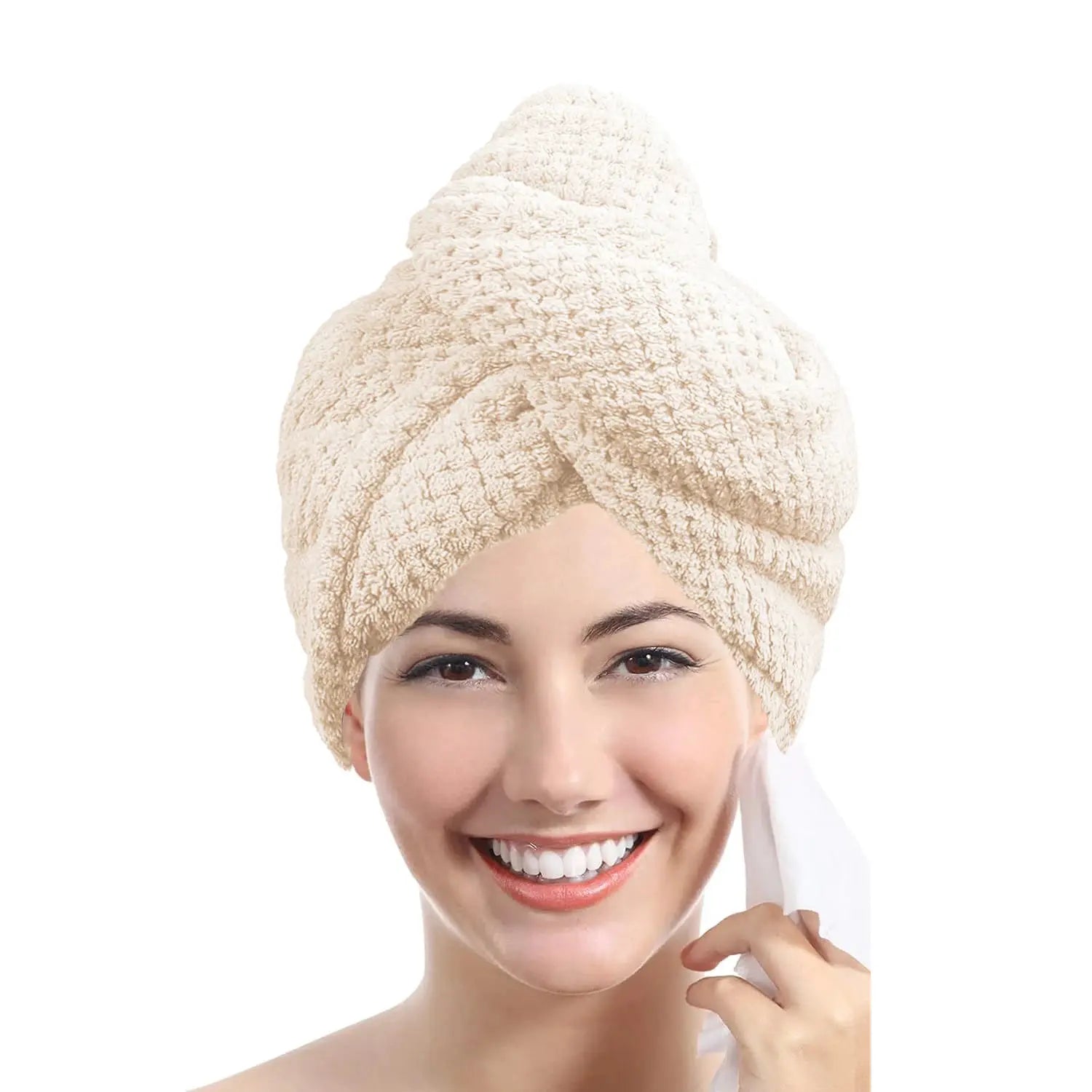SilkNest Textured Dry Hair Cap Towel Wrap Absorbent Polyester And Polyamide Quick Dry For Secure Coverage
