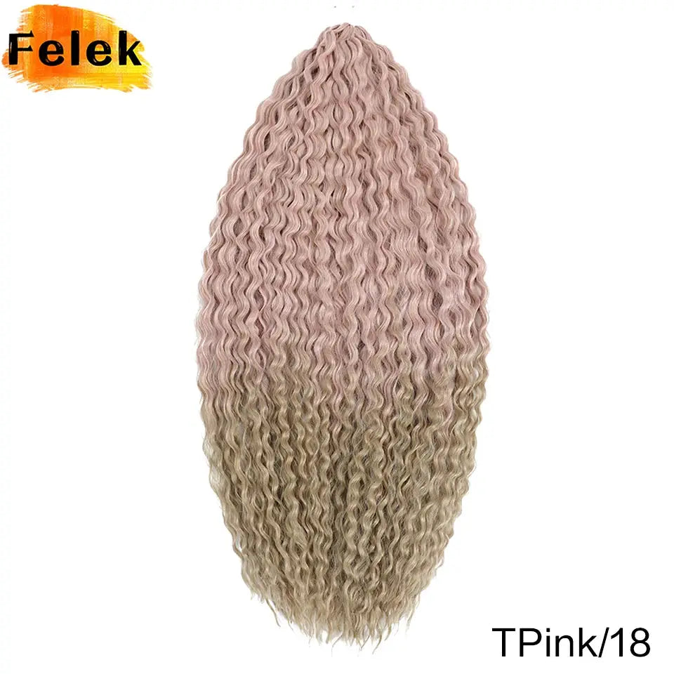 Felek Ariel Curls crochet hair extensions in pink-to-blonde ombre with deep wave Afro curls