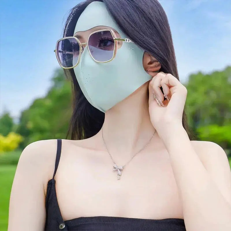 Summer Full Face Mask Sun Protection For Men And Women Unisex Outdoor Travel Ice Sense Breathable Elastic Facekini