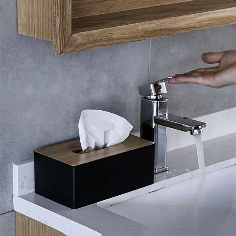 Bamboo and Solid Wood Tissue Box Napkin Holder Case for Home and Hotel Use Elegant Table Decor Storage Box
