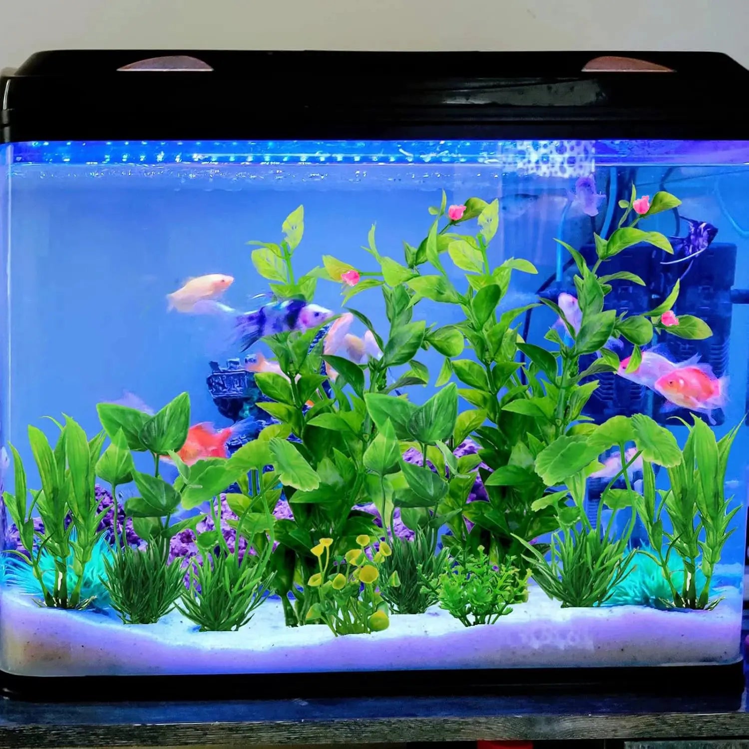 10 Pcs Green Artificial Aquarium Plants For Fish Tank Decor Plastic Safe For Aquariums