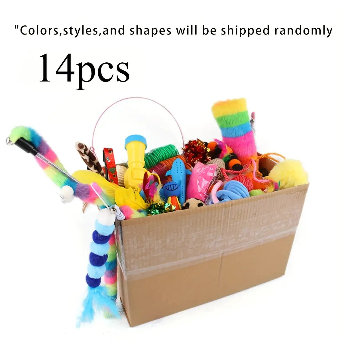 Cat Toys Mixed Pack 56 28 14 Plastic and Plush for Multi Cat Play