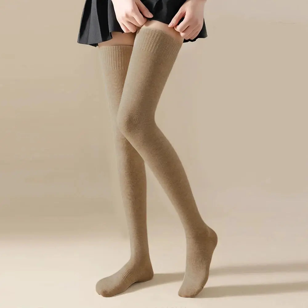 Velvet Winter Thigh High Socks For Women 100cm Lengthened Over The Knee Stockings For Warmth