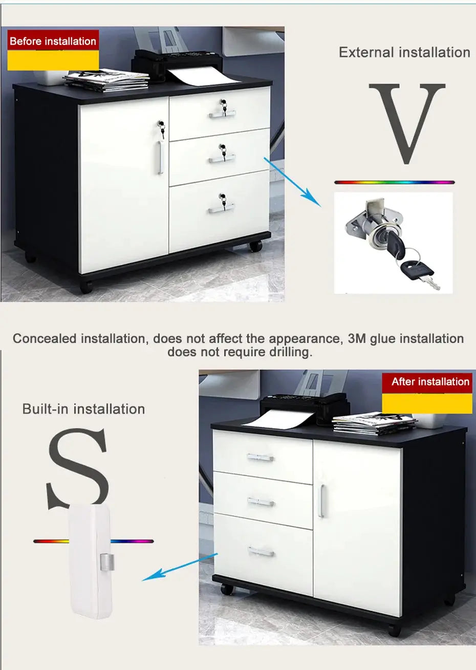 Smart drawer lock for file cabinet with silver Tuya NFC keyless access by Simples Market