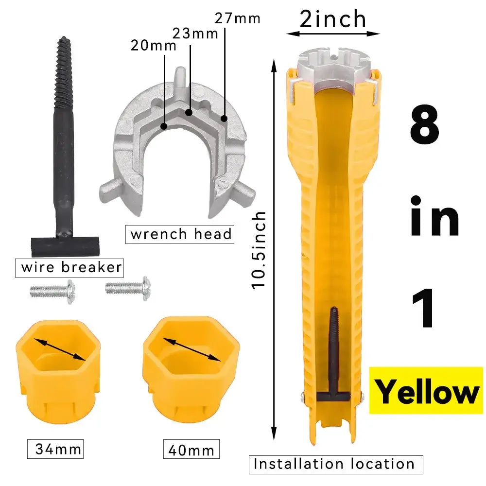 8 In 1 Flume Wrench Anti Slip Kitchen Sink Faucet Repair Tool For Plumbing Installation