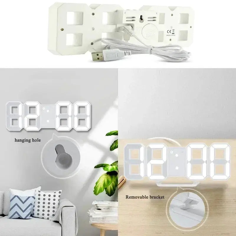 LumaTime Digital Wall Clock With Large LED Display Alarm Clock For Bedroom And Living Room Decor