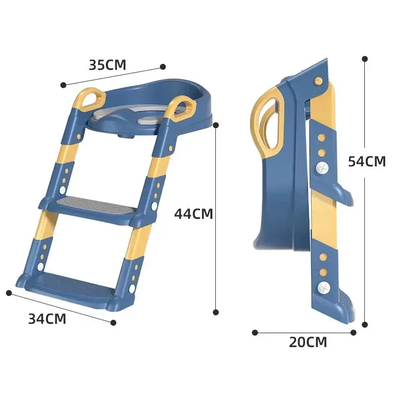Simples Market children's foldable toilet training step stool in blue and yellow.