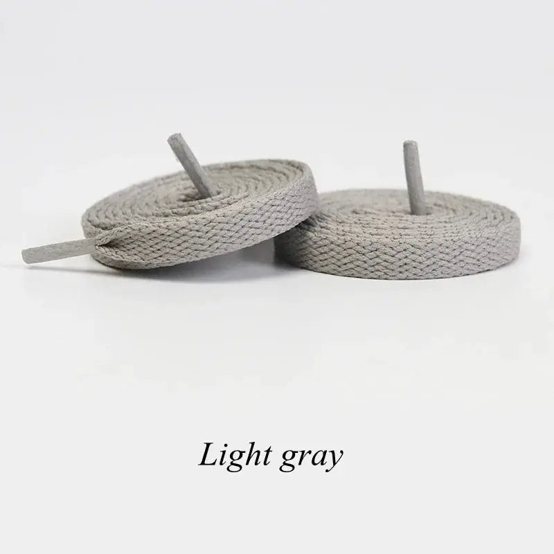 Flat light gray shoelaces, 1 pair, braided casual sneaker laces