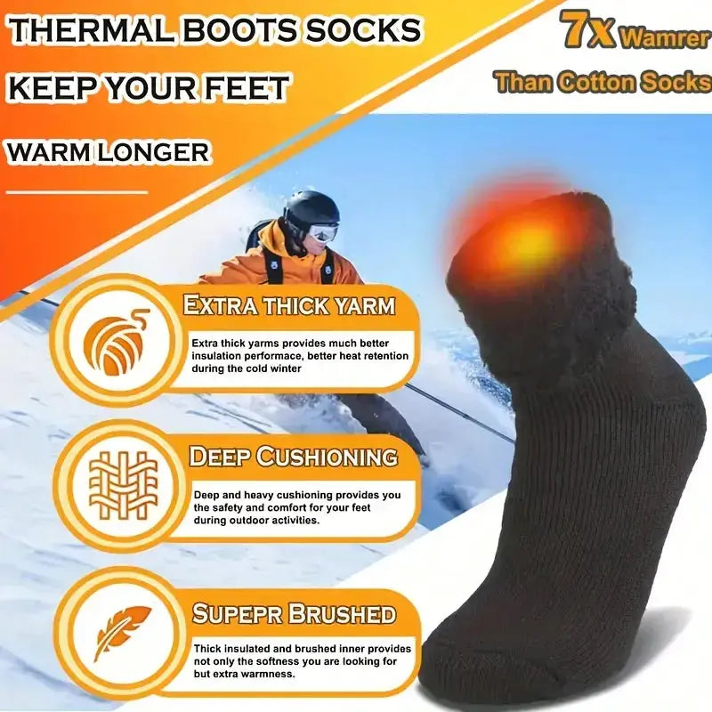 3 Pairs Womens Thermal Boot Socks Thick Winter Warm Cotton Socks Outdoor Comfort Pack