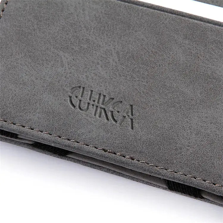 Mini men card holder wallet by Simples Market in gray PU leather with zipper coin pocket