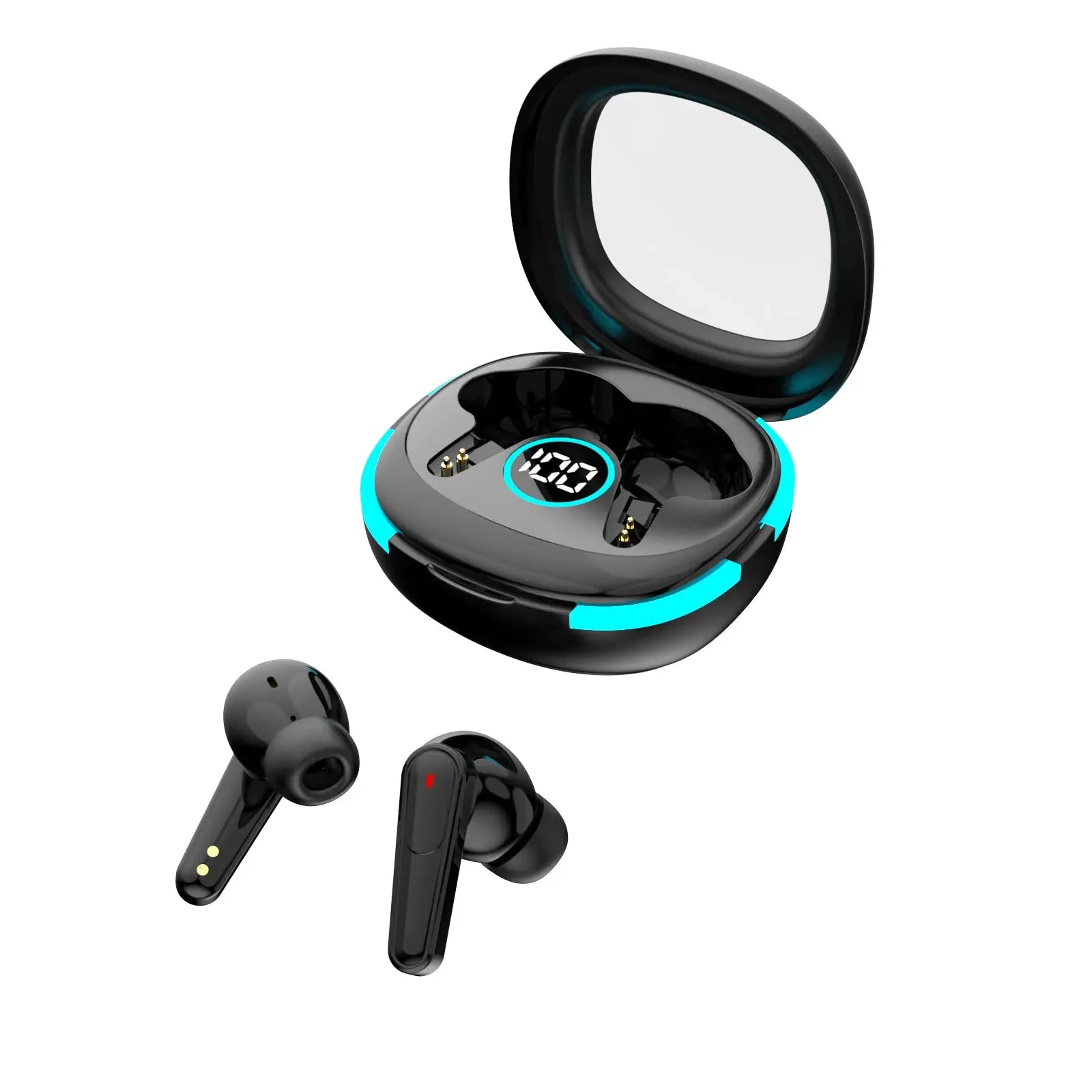 Plus50 ANC+ENC true wireless earbuds, two pieces, black with LED display in charging case