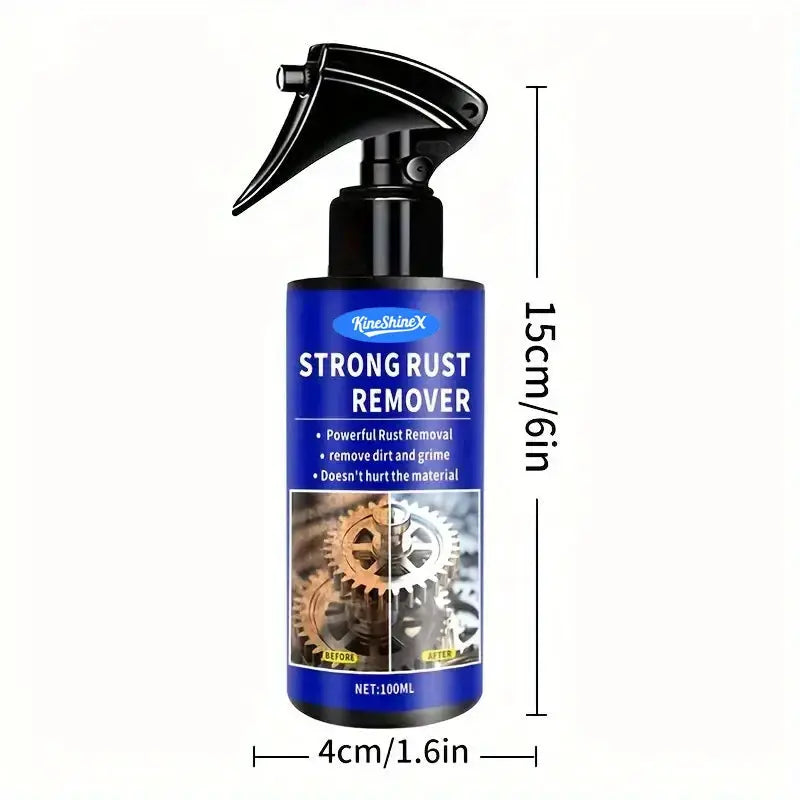 Rust remover spray for automotive metal; blue-labeled KuneShineX bottle, 100 ml