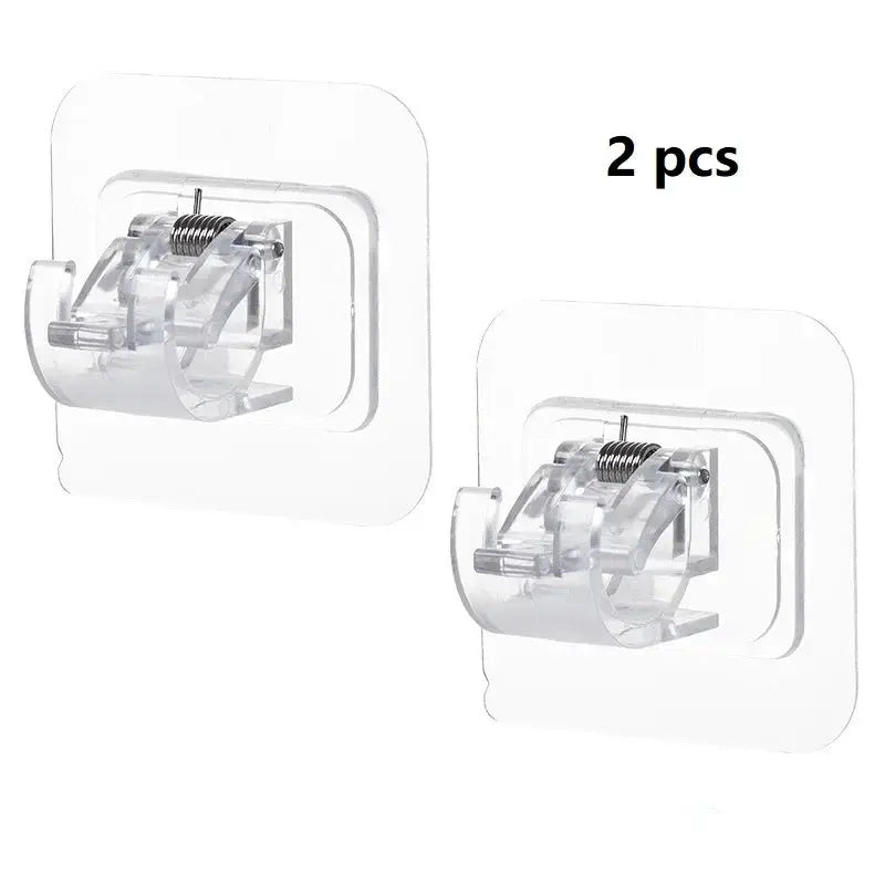 Two Pack Punching Free Curtain Rod Hooks Adhesive Wall Mounted Brackets For Telescopic Curtain Rods And Towel Rails