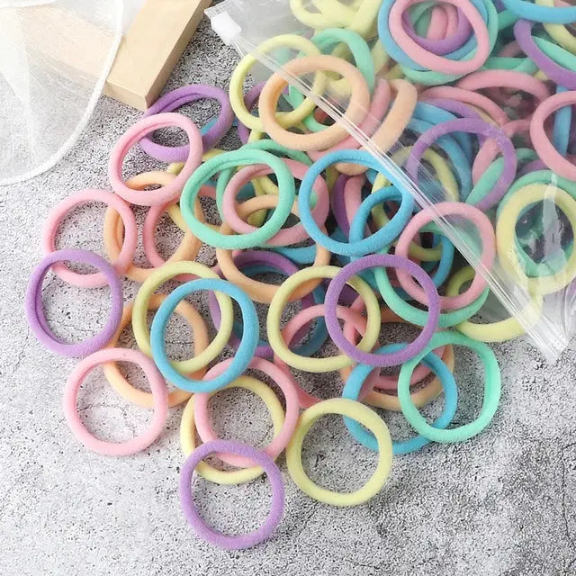 NovaHair 50 Pcs Mixed Colors Hair Bands 4 Cm Elastic Hair Ties Ponytail Holders Gentle Hold For Everyday Ponytails