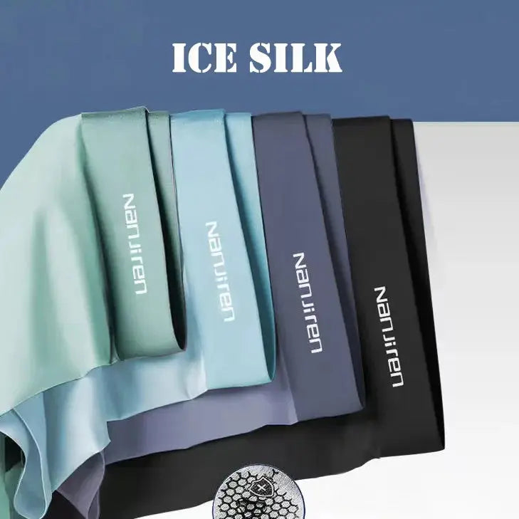 4-pack men's ice silk boxer shorts in assorted colors, breathable and thin underwear set