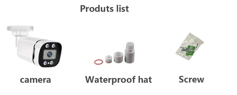 4K PoE IP bullet security camera with night vision; 3-item set includes waterproof hat kit and screws