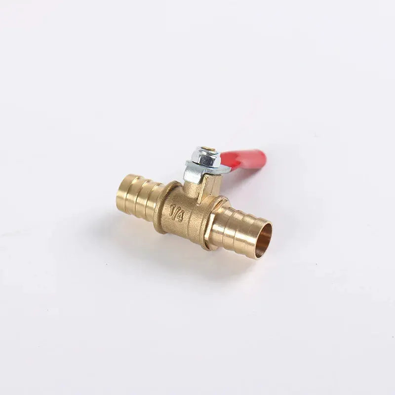 Brass Inline Ball Valve With Hose Barb Shutoff Water Oil Air Gas Fuel Lines Quarter Inch To Twelve Millimeter Sizes