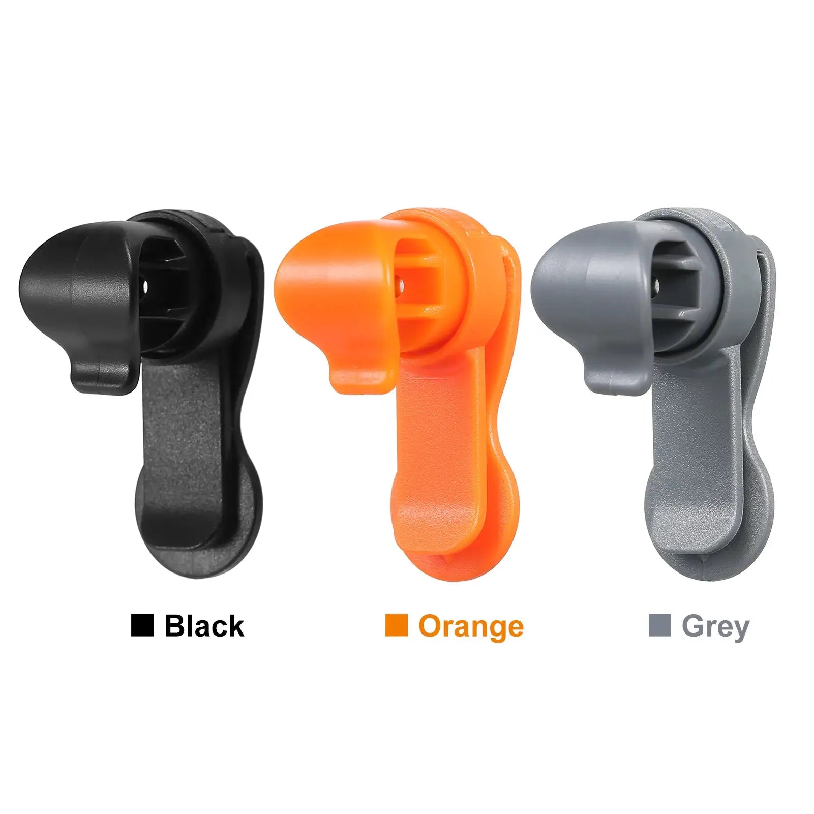 Water bladder tube clip set (3-pack) in black, orange and grey by Simples Market