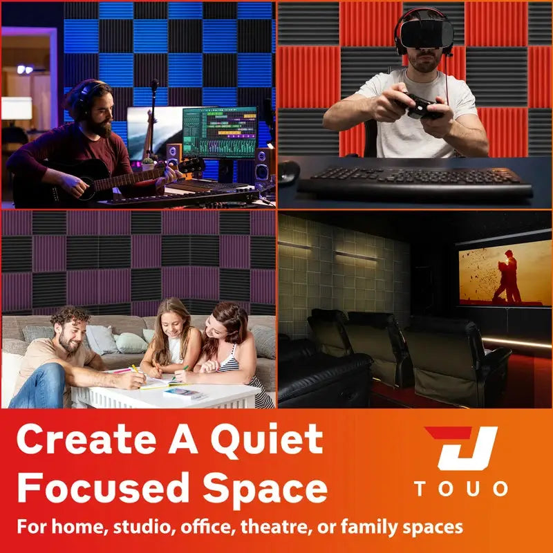 TOUO sound-absorbing foam panels by Simples Market; multi-color wall tiles for studio or home theater (6–48 pcs)
