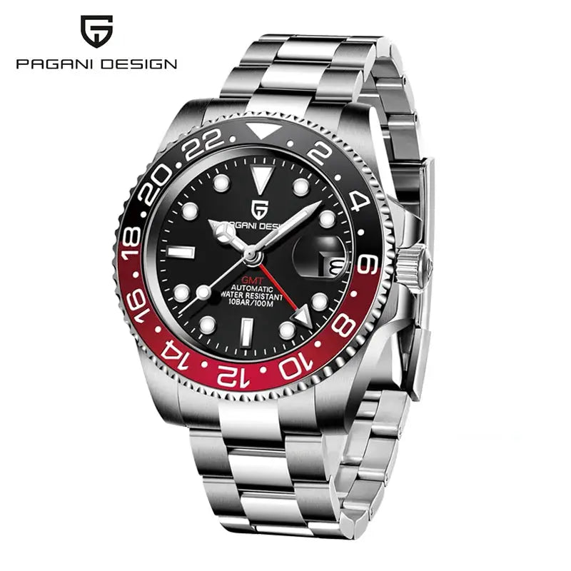Pagani Design PD-1662 men's mechanical watch with ceramic bezel and stainless steel bracelet