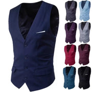 Simples Market men's suit vest waistcoat in navy; features multiple color options (blue, gray, purple, burgundy, teal, black).