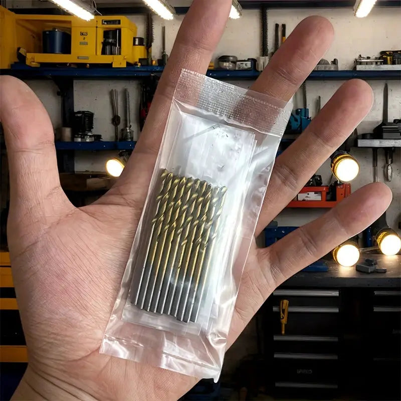 50 Pieces Titanium Coated High Speed Steel Drill Bit Set Hex Shaft Straight Spiral Bits For Metal Wood Plastic Drilling