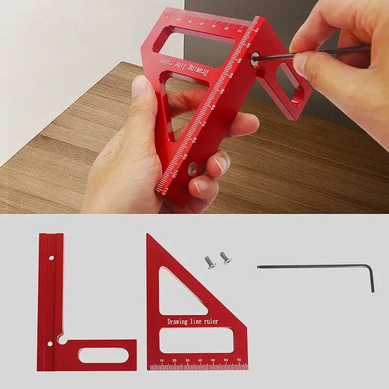 WoodPro Woodworking Square Protractor Miter Triangle Ruler High Precision Aluminum Alloy Layout Tool