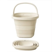 Foldable water bucket by Simples Market, large-capacity beige bucket with handle