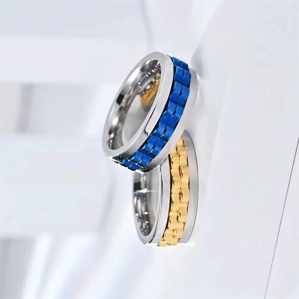 Anti Stress Stainless Steel Ring For Men Gear Rotating Anxiety Relief Spinning Fidget Ring Punk Jewelry Size 6 13