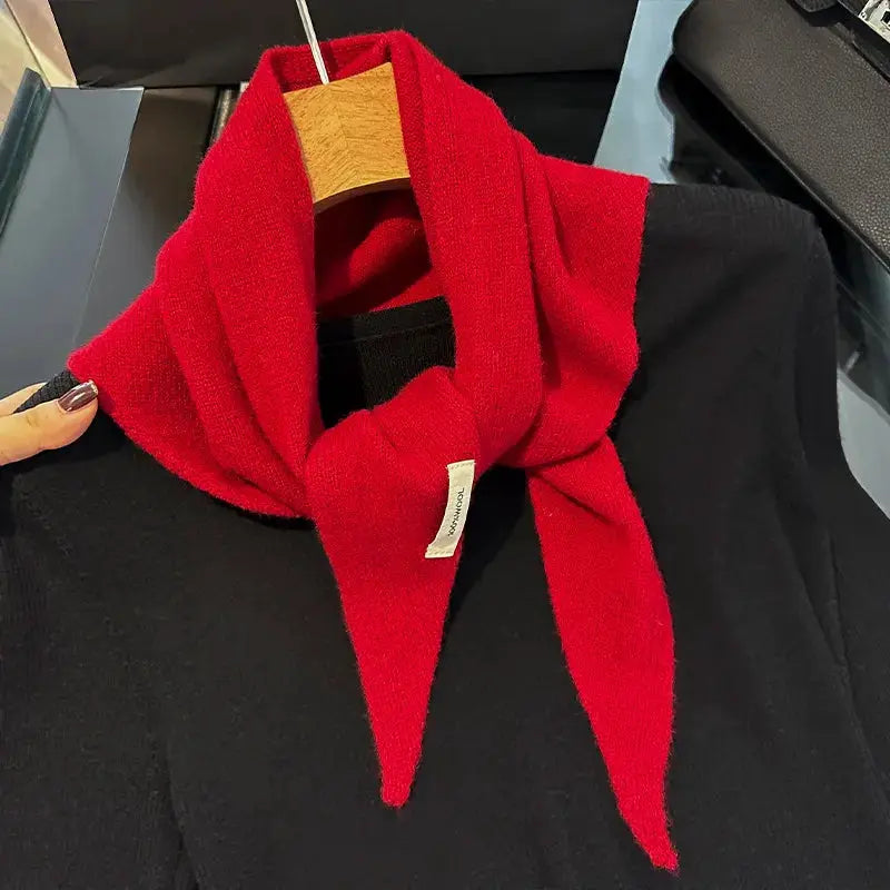 British Korean Triangle Scarf 100 Percent Wool Multifunctional Warm Knitted Headscarf For Women