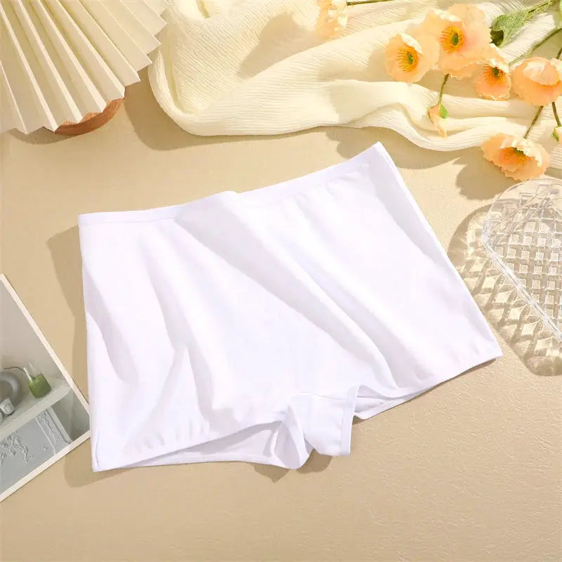 Women's cotton seamless underwear briefs, white, boxers-style panties