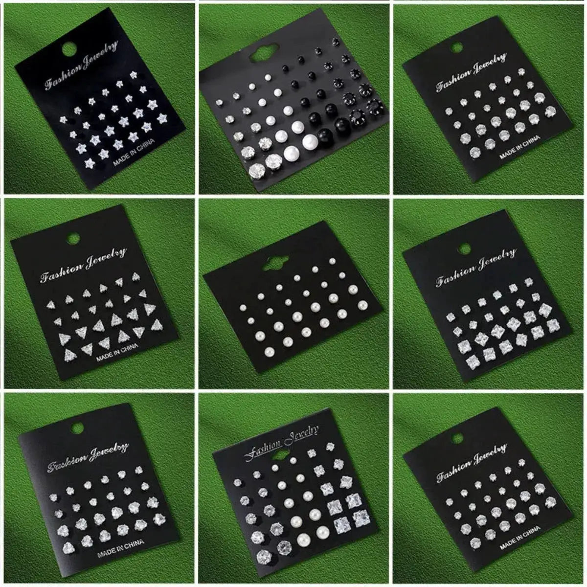 AuroraStone 12 Pairs Stainless Steel Gemstone Bud Stud Earrings Unisex Everyday Fashion Jewelry Gift