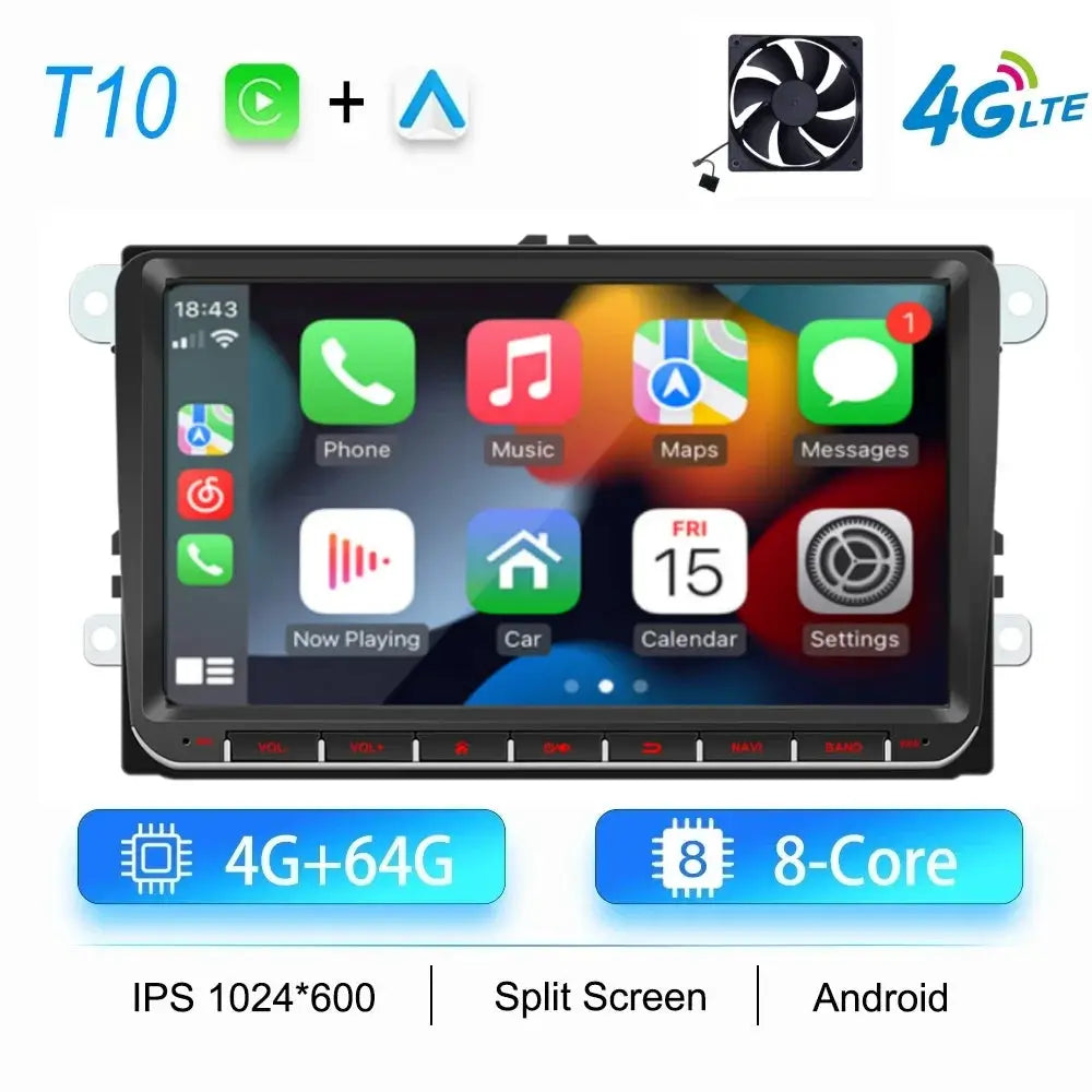 Simples Market 2Din Android car stereo for VW/Skoda with GPS, CarPlay, WiFi and 4G, 8-core, 64GB