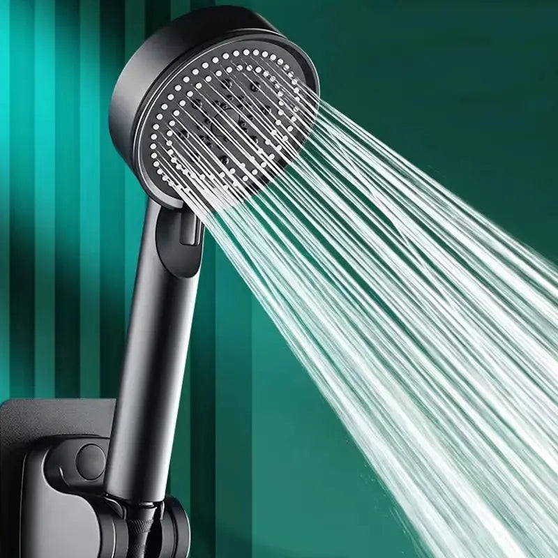 5 Mode Pressure Boost Shower Head With Adjustable Spray Modes And One Button Water Stop ABS Plastic Shower Accessory