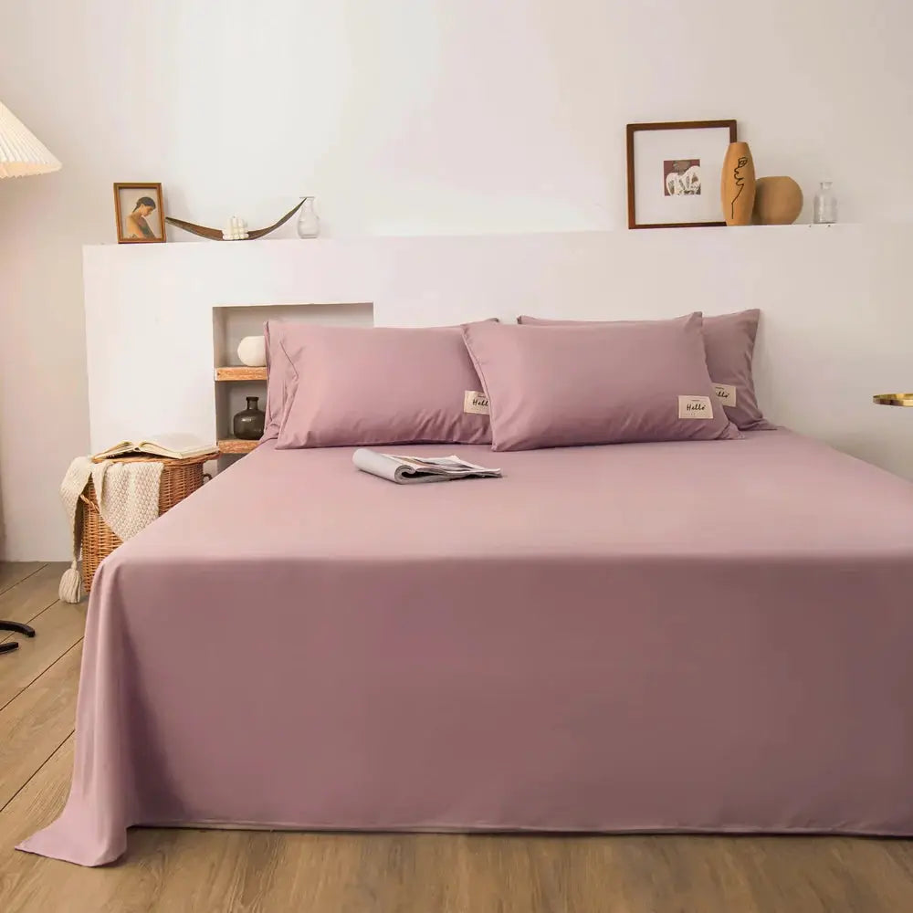 Simples Market bed flat sheet, solid mauve pink for double bed, 1 pc