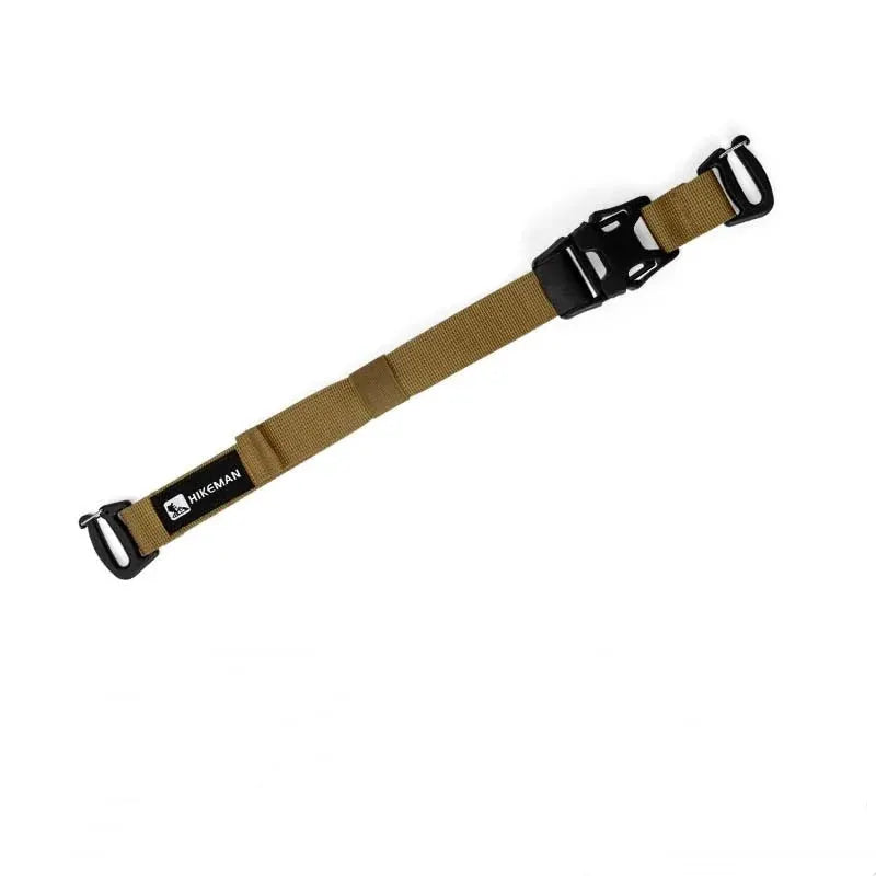 Outdoor luggage strap by HIKEMAN, tan nylon with plug-in buckle, adjustable packing strap