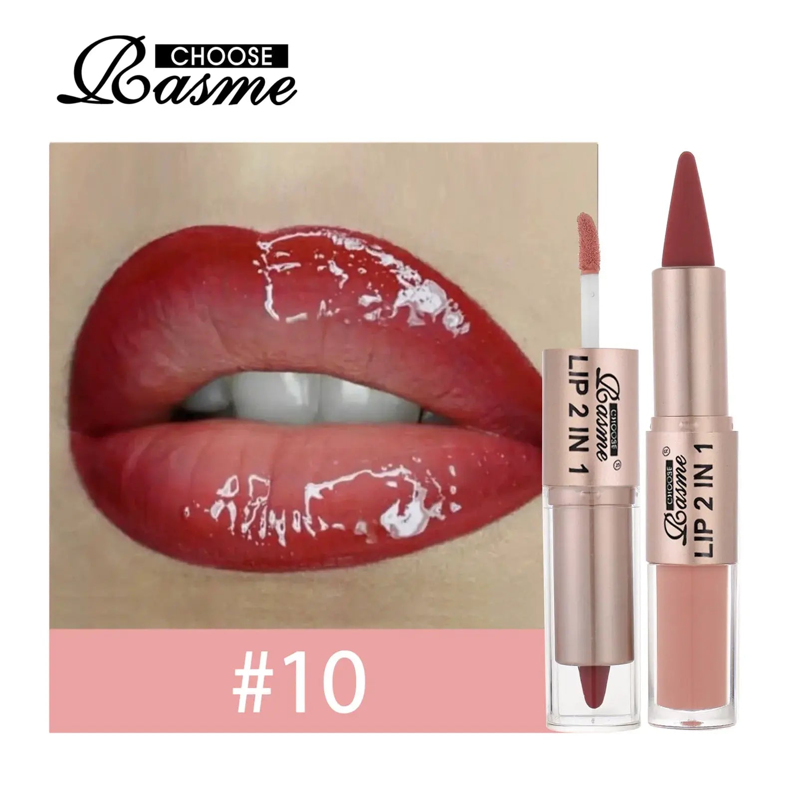 2 In 1 Lip Liner And Gloss Pen Nude Brown Gradient Matte Lip Liner Waterproof Contour Lip Gloss