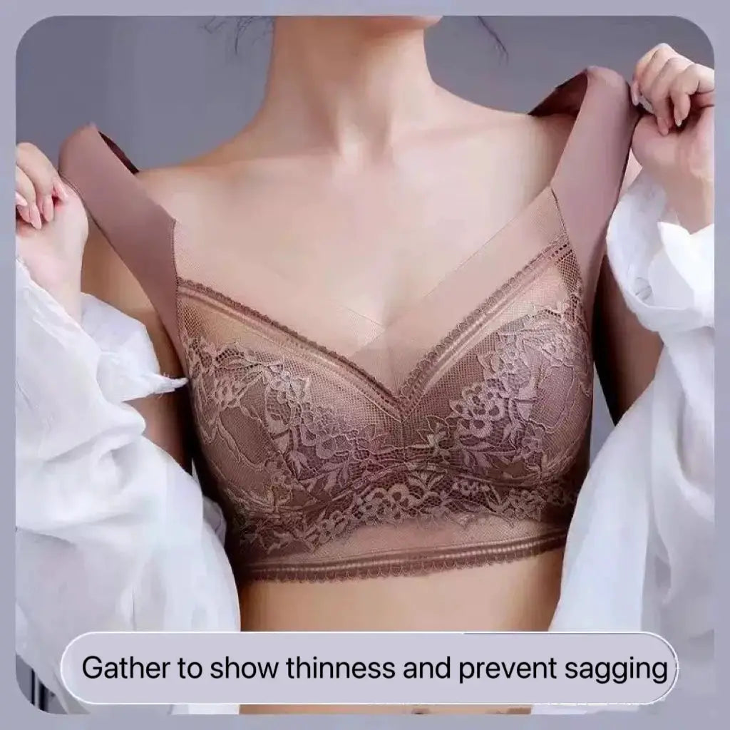 Simples Market lace padded bra for plus size, nude taupe color, seamless anti-sagging support