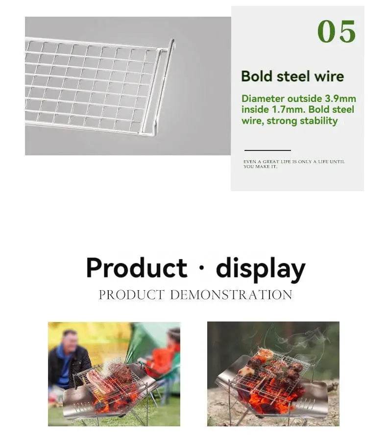 CAMPINGMOON MTG-G grill net; small, lightweight 304 stainless steel camping barbecue accessory by Simples Market