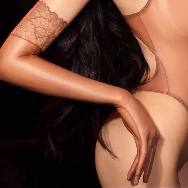 Oil Slick Shine Ultra Thin Women Elbow Length Transparent Glossy Gloves Elastic Fit Clubwear